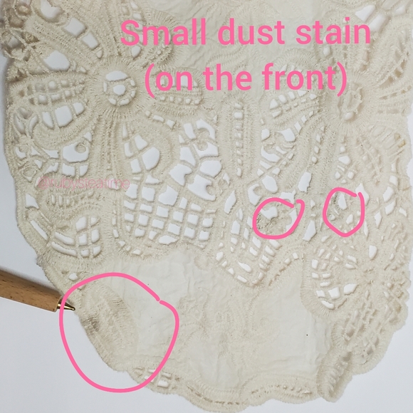 FREE PEOPLE Boho Ivory Crochet Lace Long Vest, Gypsy, Vintage Look, New with Tag - Picture 6 of 7